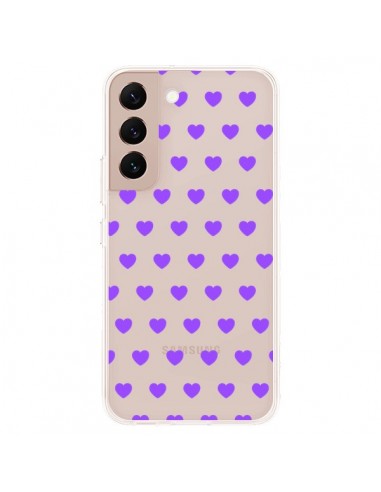 Coque Samsung Galaxy S22 Plus 5G Coeur Heart Love Amour Violet Transparente - Laetitia
