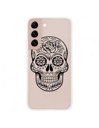 Coque Samsung Galaxy S22 Plus 5G Tête de Mort Mexicaine Noir Transparente - Laetitia