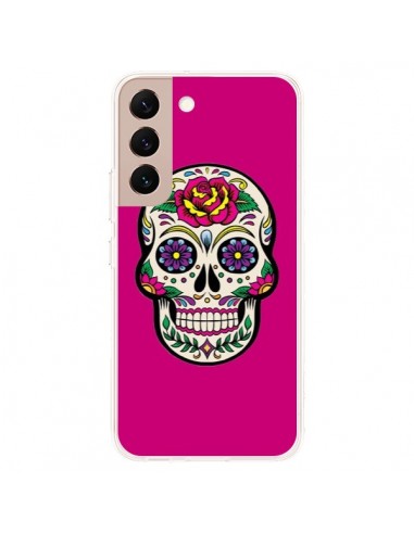 Coque Samsung Galaxy S22 Plus 5G Tête de Mort Mexicaine Rose Fushia - Laetitia