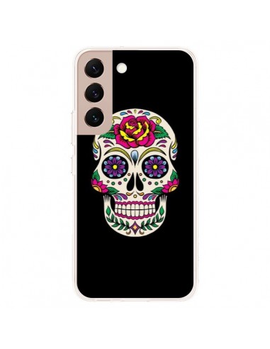 Coque Samsung Galaxy S22 Plus 5G Tête de Mort Mexicaine Multicolore Noir - Laetitia