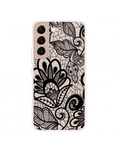 Coque Samsung Galaxy S22 Plus 5G Lace Fleur Flower Noir Transparente - Petit Griffin