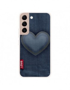 Coque Samsung Galaxy S22 Plus 5G Love Coeur en Jean -...