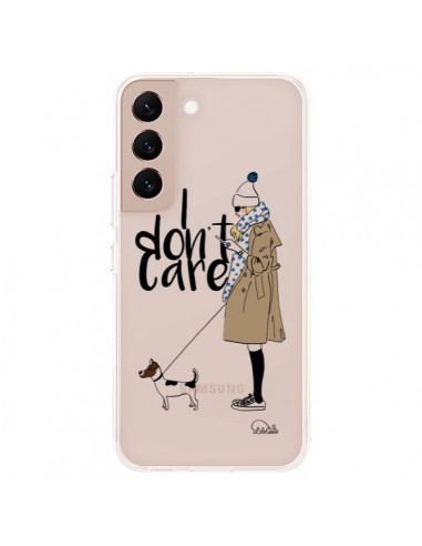 Coque Samsung Galaxy S22 Plus 5G I don't care Fille Chien Transparente - Lolo Santo