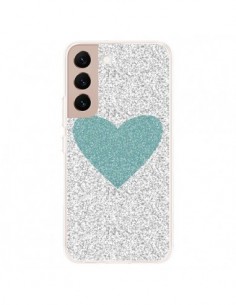 Coque Samsung Galaxy S22 Plus 5G Coeur Bleu Vert Argent...