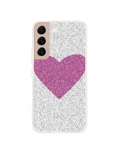 Coque Samsung Galaxy S22 Plus 5G Coeur Rose Argent Love - Mary Nesrala