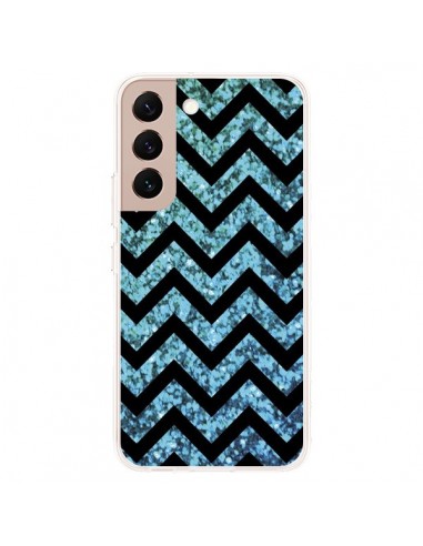 Coque Samsung Galaxy S22 Plus 5G Chevron Aqua Sparkle Triangle Azteque - Mary Nesrala