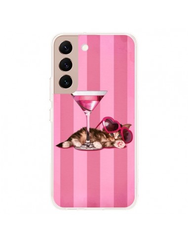 Coque Samsung Galaxy S22 Plus 5G Chaton Chat Kitten Cocktail Lunettes Coeur - Maryline Cazenave