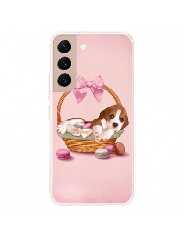 Coque Samsung Galaxy S22 Plus 5G Chien Dog Panier Noeud Papillon Macarons - Maryline Cazenave