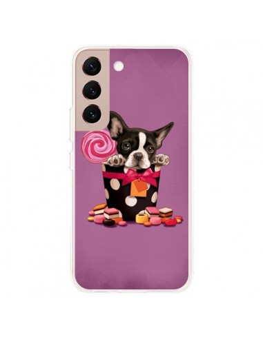 Coque Samsung Galaxy S22 Plus 5G Chien Dog Boite Noeud Papillon Pois Bonbon - Maryline Cazenave