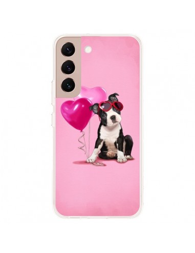 Coque Samsung Galaxy S22 Plus 5G Chien Dog Ballon Lunettes Coeur Rose - Maryline Cazenave