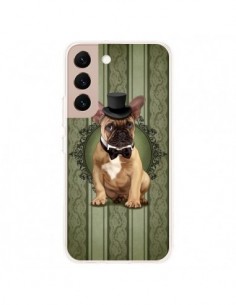 Coque Samsung Galaxy S22 Plus 5G Chien Dog Bulldog Noeud...