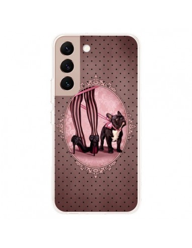 Coque Samsung Galaxy S22 Plus 5G Lady Jambes Chien Dog Rose Pois Noir - Maryline Cazenave