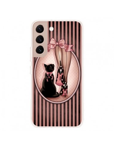 Coque Samsung Galaxy S22 Plus 5G Lady Chat Noeud Papillon Pois Chaussures - Maryline Cazenave