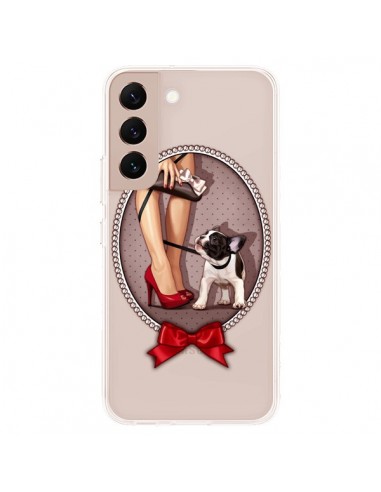 Coque Samsung Galaxy S22 Plus 5G Lady Jambes Chien Bulldog Dog Pois Noeud Papillon Transparente - Maryline Cazenave