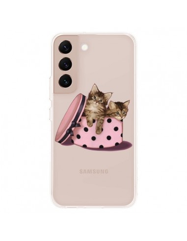 Coque Samsung Galaxy S22 Plus 5G Chaton Chat Kitten Boite Pois Transparente - Maryline Cazenave