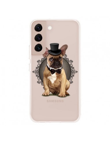 Coque Samsung Galaxy S22 Plus 5G Chien Bulldog Noeud Papillon Chapeau Transparente - Maryline Cazenave