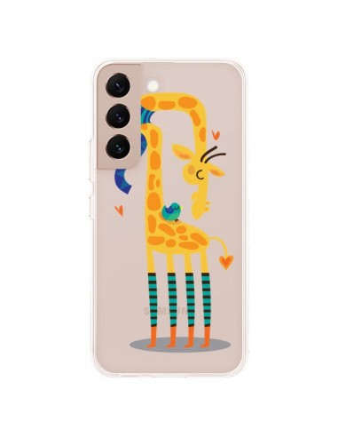 Coque Samsung Galaxy S22 Plus 5G L'oiseau et la Girafe Amour Love Transparente - Maria Jose Da Luz