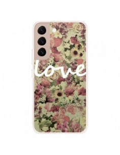 Coque Samsung Galaxy S22 Plus 5G Love Blanc Flower -...