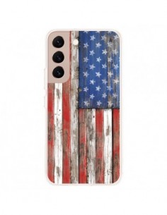 Coque Samsung Galaxy S22 Plus 5G Drapeau USA Vintage Bois...