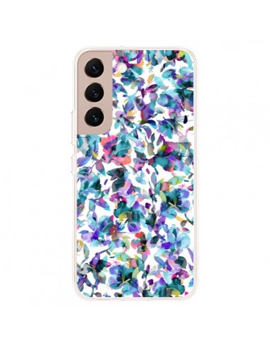 Coque Samsung Galaxy S22 Plus 5G Aquatic Flowers Blue - Ninola Design