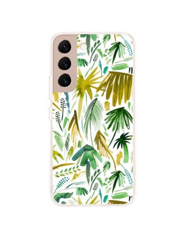 Coque Samsung Galaxy S22 Plus 5G Brushstrokes Tropical Palms Green - Ninola Design