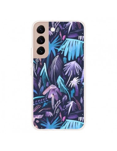 Coque Samsung Galaxy S22 Plus 5G Brushstrokes Tropical Palms Navy - Ninola Design