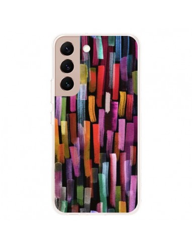 Coque Samsung Galaxy S22 Plus 5G Colorful Brushstrokes Black - Ninola Design