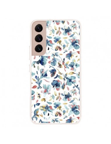 Coque Samsung Galaxy S22 Plus 5G Watery Hibiscus Blue - Ninola Design