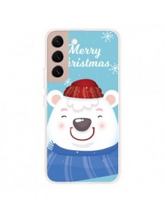 Coque Samsung Galaxy S22 Plus 5G Ours Blanc de Noël Merry...