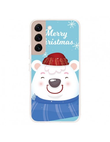 Coque Samsung Galaxy S22 Plus 5G Ours Blanc de Noël Merry Christmas - Nico