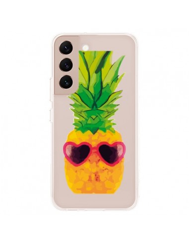 Coque Samsung Galaxy S22 Plus 5G Ananas Lunette en Cœur transparente