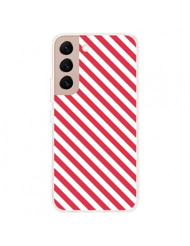 Coque Samsung Galaxy S22 Plus 5G Bonbon Candy Rose et Blanche Rayée - Nico