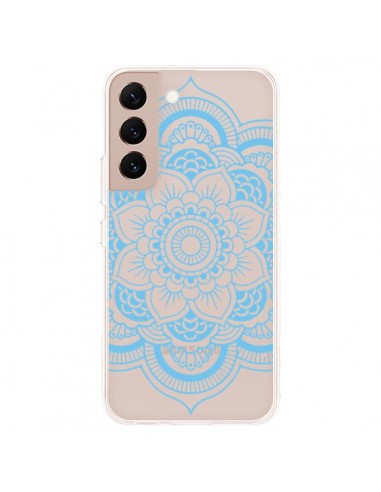 Coque Samsung Galaxy S22 Plus 5G Mandala Bleu Azteque Transparente - Nico