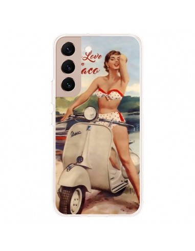 Coque Samsung Galaxy S22 Plus 5G Pin Up With Love From Monaco Vespa Vintage - Nico