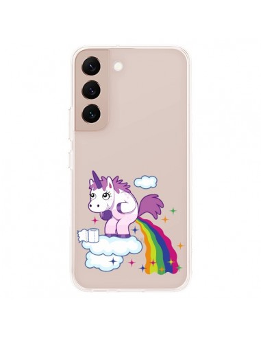 Coque Samsung Galaxy S22 Plus 5G Licorne Caca Arc en Ciel Transparente - Nico