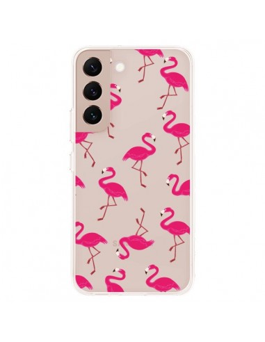 Coque Samsung Galaxy S22 Plus 5G flamant Rose et Flamingo Transparente - Nico