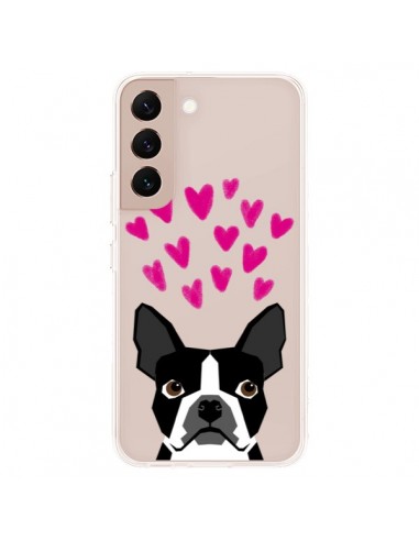 Coque Samsung Galaxy S22 Plus 5G Boston Terrier Coeurs Chien Transparente - Pet Friendly