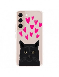 Coque Samsung Galaxy S22 Plus 5G Chat Noir Coeurs...