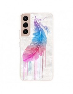 Coque Samsung Galaxy S22 Plus 5G Plume arc-en-ciel -...