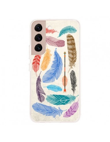 Coque Samsung Galaxy S22 Plus 5G Feather Plumes Multicolores - Rachel Caldwell