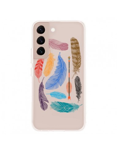 Coque Samsung Galaxy S22 Plus 5G Plume Feather Couleur Transparente - Rachel Caldwell