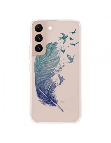 Coque Samsung Galaxy S22 Plus 5G Plume Feather Fly Away Transparente - Rachel Caldwell