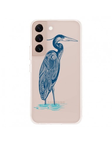 Coque Samsung Galaxy S22 Plus 5G Heron Blue Oiseau Transparente - Rachel Caldwell