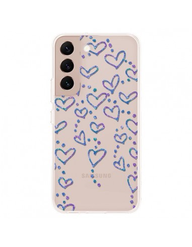 Coque Samsung Galaxy S22 Plus 5G Floating hearts coeurs flottants Transparente - Sylvia Cook