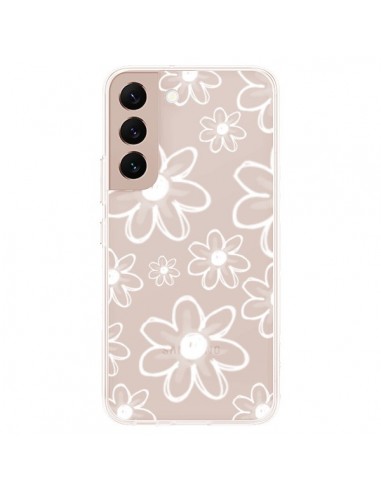 Coque Samsung Galaxy S22 Plus 5G Mandala Blanc White Flower Transparente - Sylvia Cook