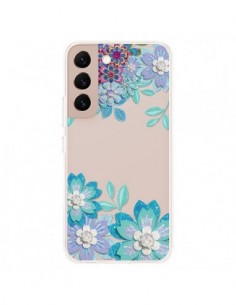 Coque Samsung Galaxy S22 Plus 5G Winter Flower Bleu,...