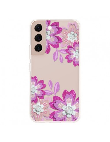 Coque Samsung Galaxy S22 Plus 5G Winter Flower Rose, Fleurs d'Hiver Transparente - Sylvia Cook