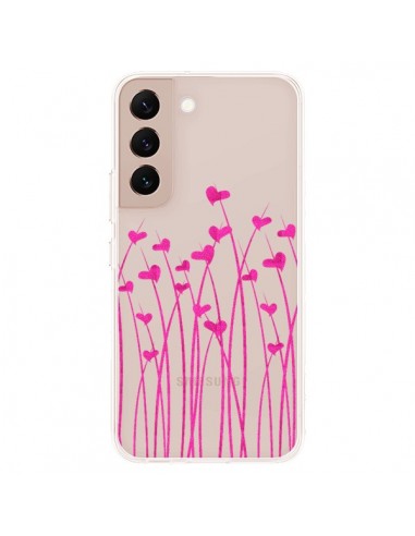 Coque Samsung Galaxy S22 Plus 5G Love in Pink Amour Rose Fleur Transparente - Sylvia Cook