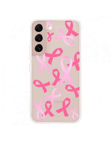 Coque Samsung Galaxy S22 Plus 5G Pink Ribbons Ruban Rose Transparente - Sylvia Cook