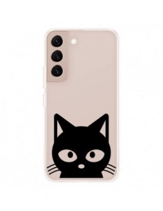 Coque Samsung Galaxy S22 Plus 5G Tête Chat Noir Cat...